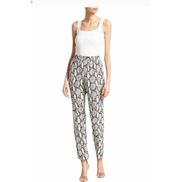 A.L.C. Pants Womens 0 Black White Snake Print Elijah Stretch Tapered Ankle - Picture 3 of 9